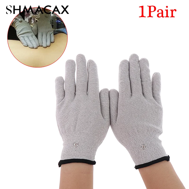 

1Pair Conductive Silver Fiber Electrode Gloves Pads Electrotherapy Massage