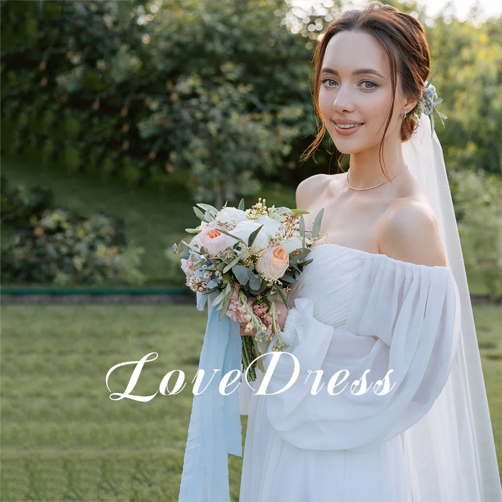 Elegant Sweetheart Wedding Dresses Chiffon A Line Illusion Sleeves Floor Length Simple 2025 Bridal Gowns vestidos Customized