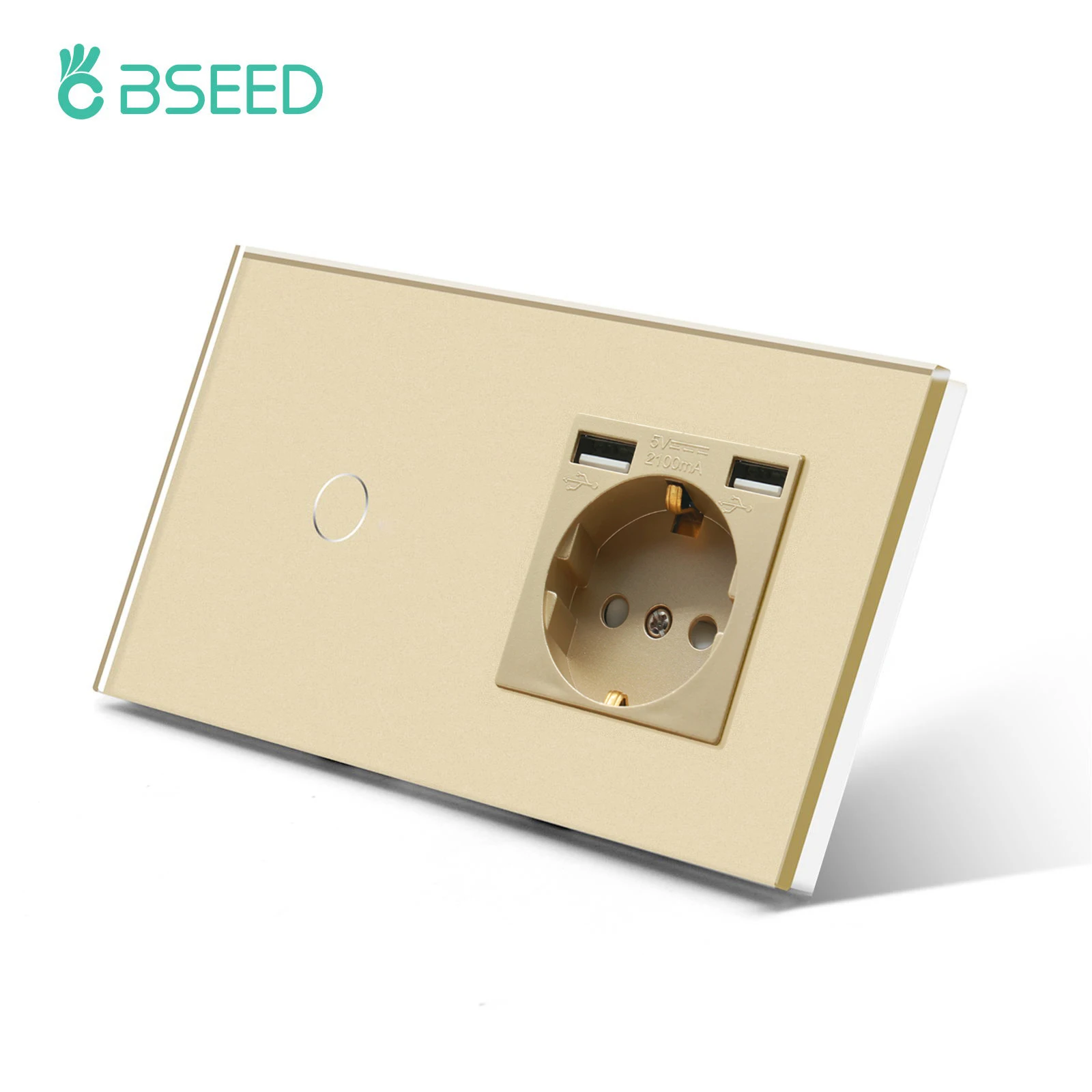 BSEED EU-stopcontacten Enkel stopcontact Dubbel glazen frame USB Type-C Oplaadpoorten Drievoudige stopcontactstekkers Kinderbescherming 16A