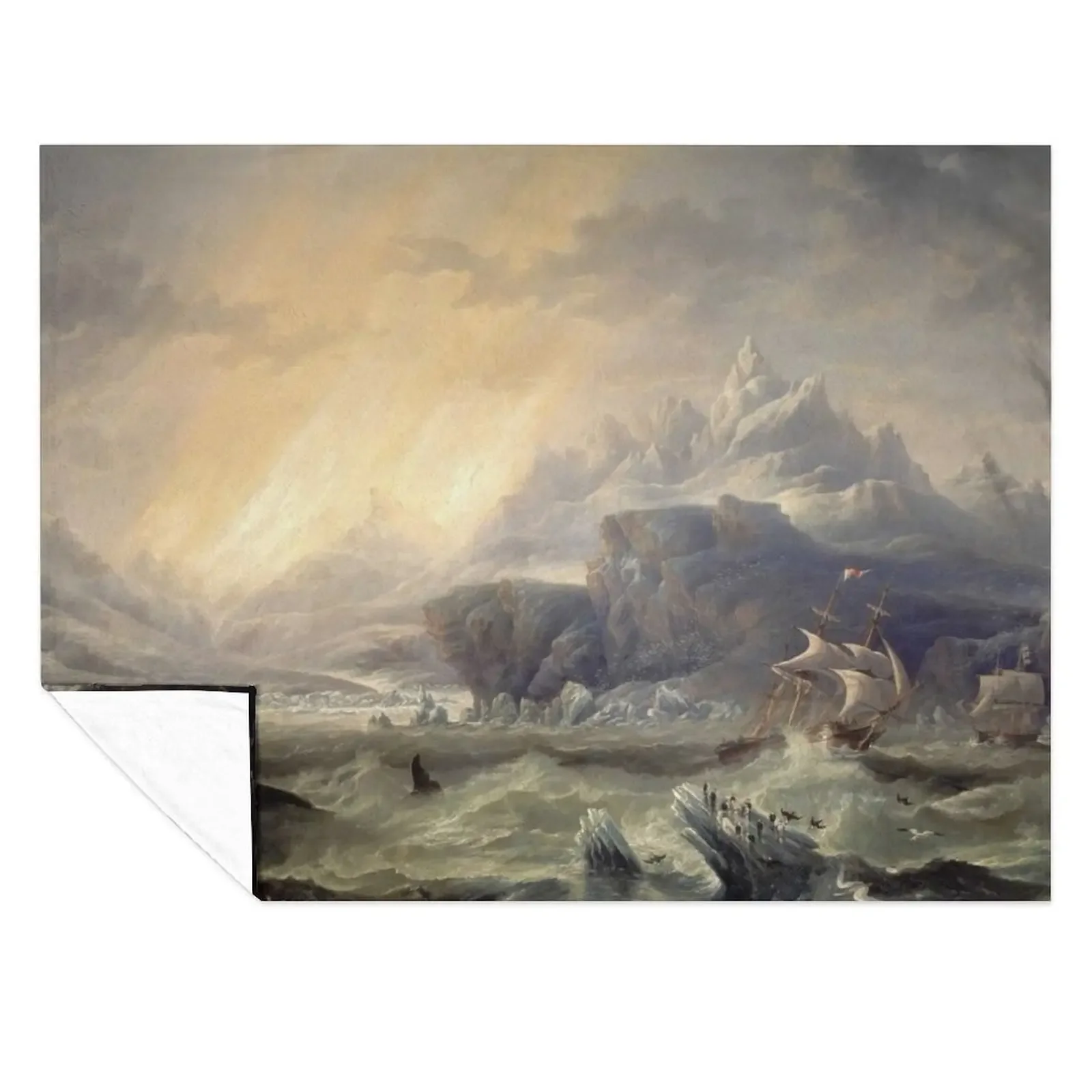 

HMS Erebus and Terror in the Antartic - John Wilson Carmichael Throw Blanket Shaggy Thermal Summer Beddings Blankets