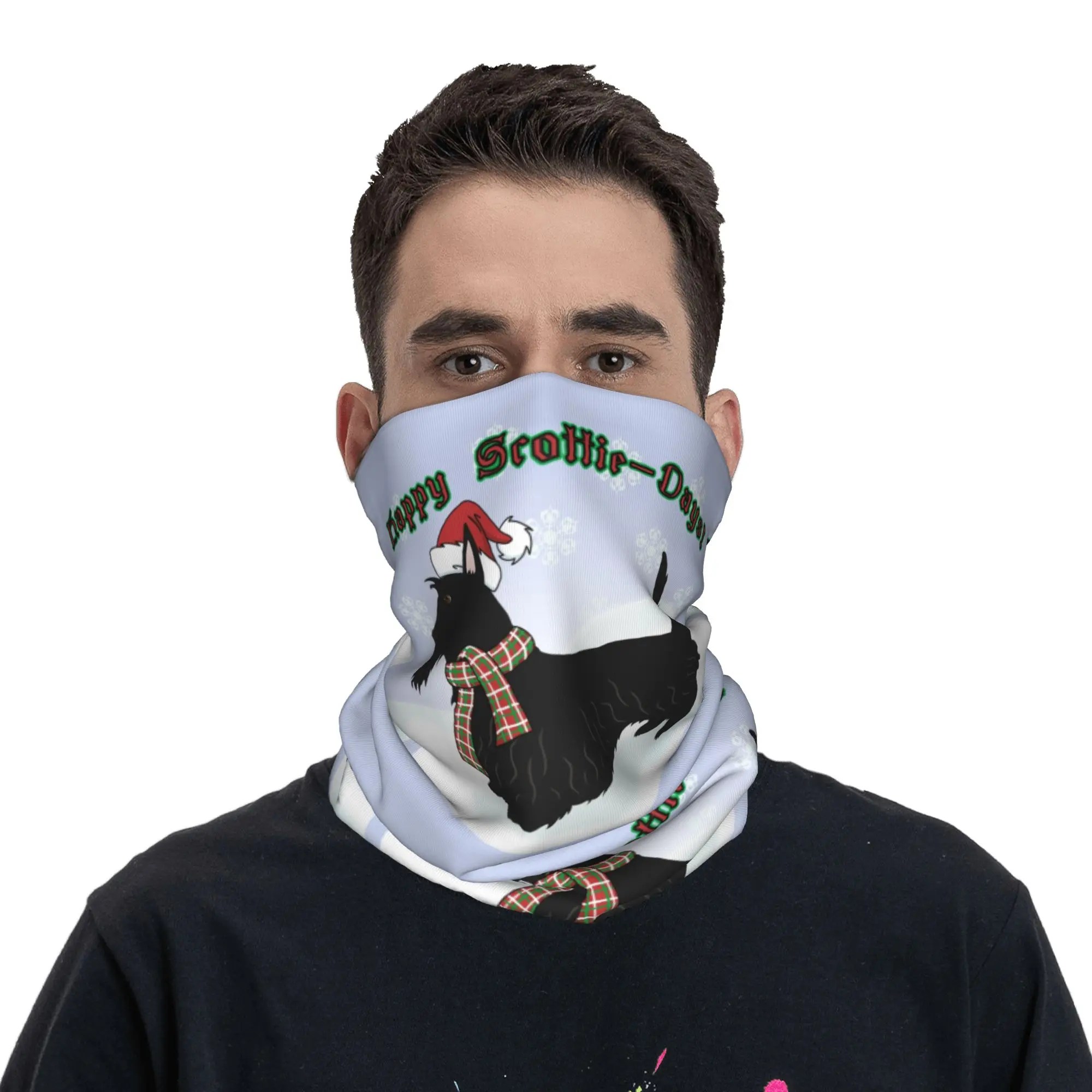 Custom Happy Scottie Terrier Days Neck Gaiter Women Men UV Face Shield Winter Dog Aberdeen Terrier Pet Bandana Scarf for Ski