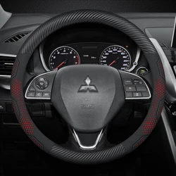 For Mitsubishi Outlander L200 Lancer EX Asx Pajero RALLIART Delica Carbon fiber Suede Car Steering Wheel Cover Auto Accessories