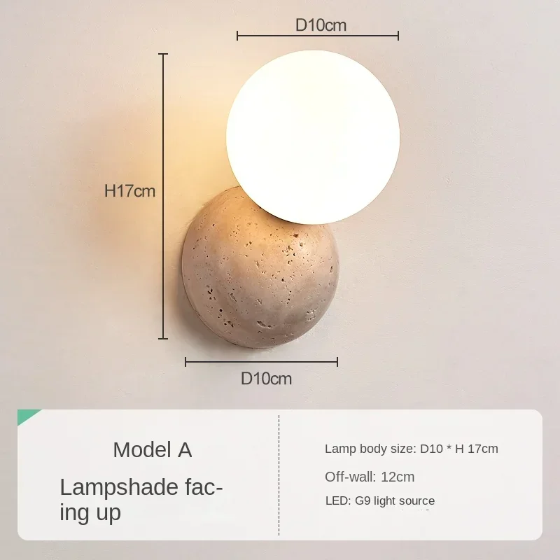 Imagem -06 - Caverna Pedra Parede Pequena Luz Estilo Creme Led Lâmpada de Parede Quarto Cabeceira Criativo Nordic Sala Estar tv Fundo Iluminação Redonda