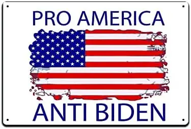 Tin Signs Man Cave Decor - Metal Sign 12 x 8 in. FJB Lets Go Brandon Pro American Anti Biden