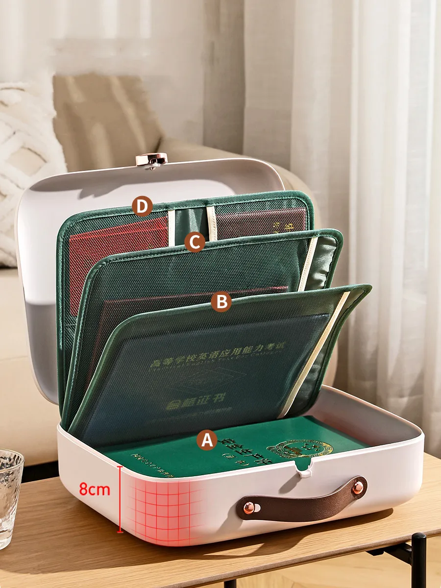 Multi-Layer Document Tickets Storage Box Certificate File Bills Organizer Case Home Travel Passport Briefcase Office Organizer