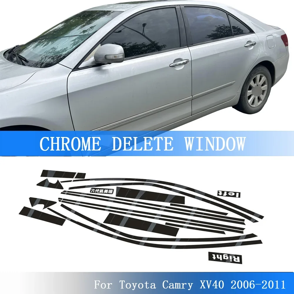 Glossy Black PVC Car Window Decorative Strip Sticker For Toyota Camry XV40 2006-2011 Exterior Protection Accessory