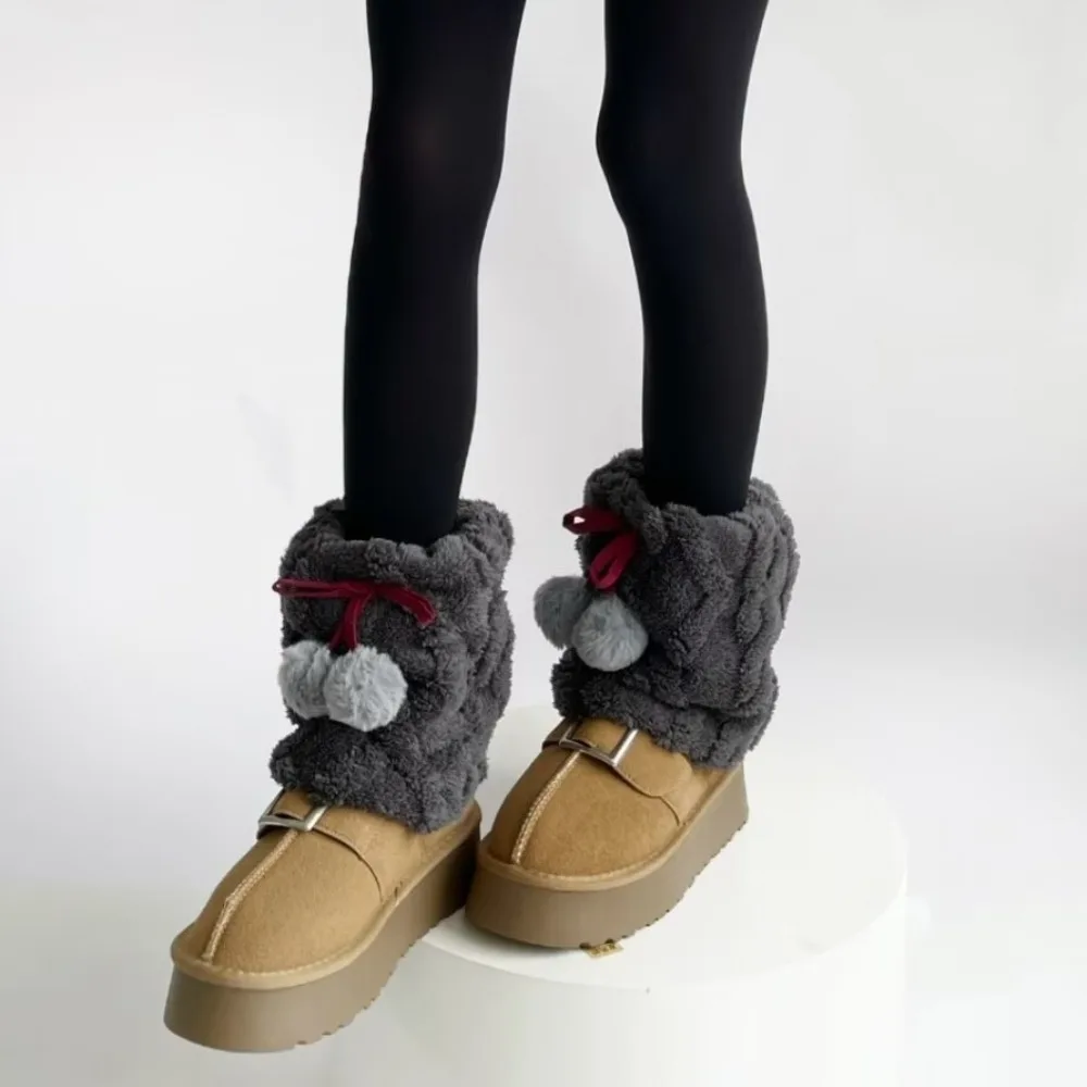 New Fur Plush Fluffy Plush Fluffy Boots Cover Warm Thickened Boots Socks Y2K Hairy Balls Pile Socks Gift