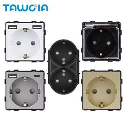 TAWOIA Factory Outlet EU Russia Germany With Safety Door Type F Plug USB Type-C Wall Power Socket DIY Parts Module 16A 250V
