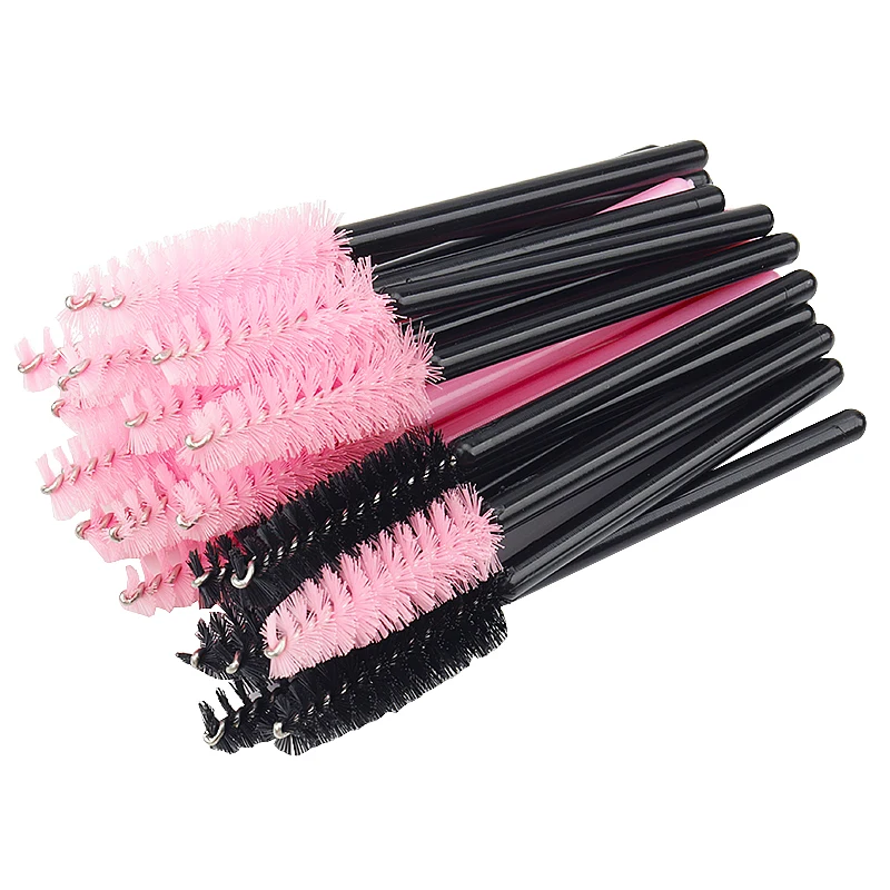 50pcs Short Handle Eyelash Brush Mini Eyebrow Microbrush Mascara Wands Applicator Comb Spoolie Brushes Lash Extension Supplies