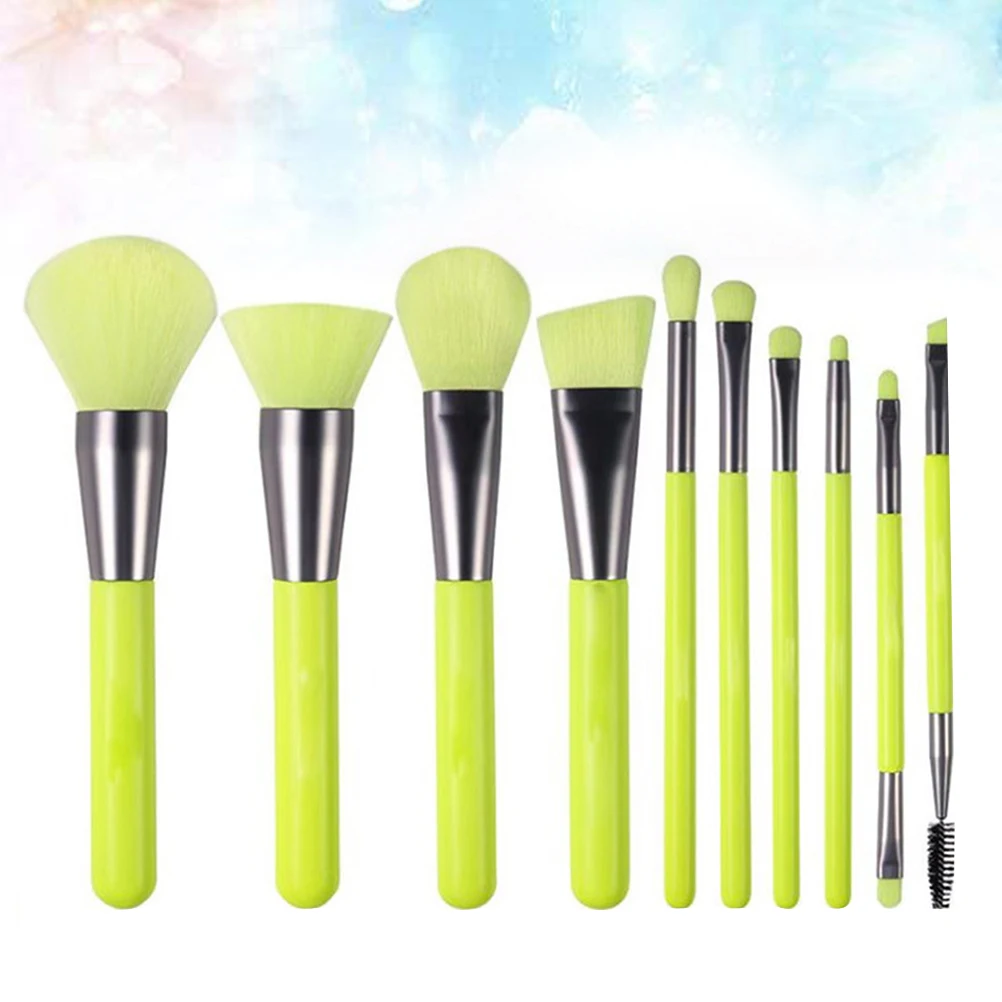 

10pcs Colorful Makeup Brush Set Durable Smooth Handle Easy Daily Use Artificial Fiber Tool Kits For