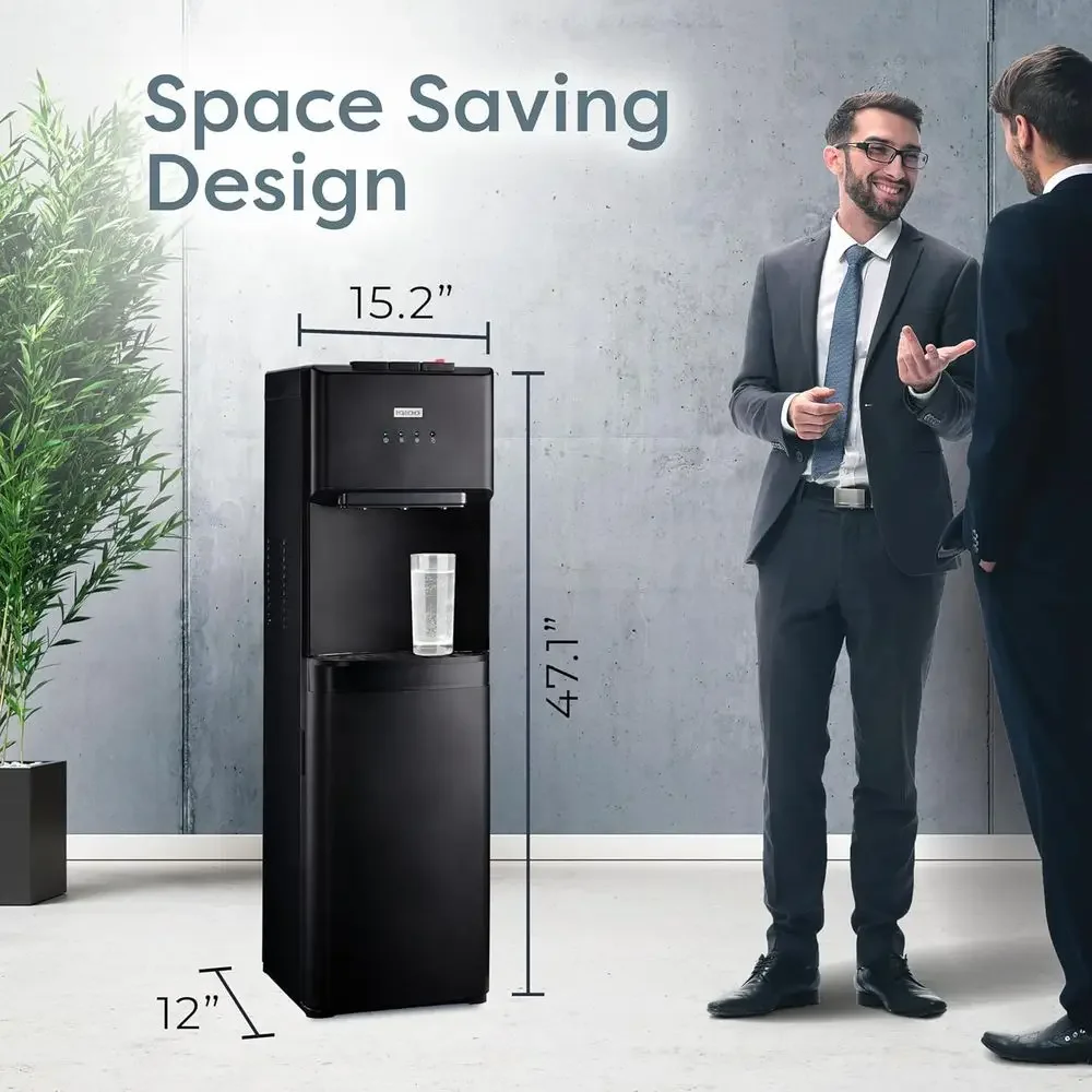 Black Bottom-Loading Water Cooler with Temperature Control for 3-5 Gallon Bottles, Child Safety Lock, Ideal for Home and Office view 3