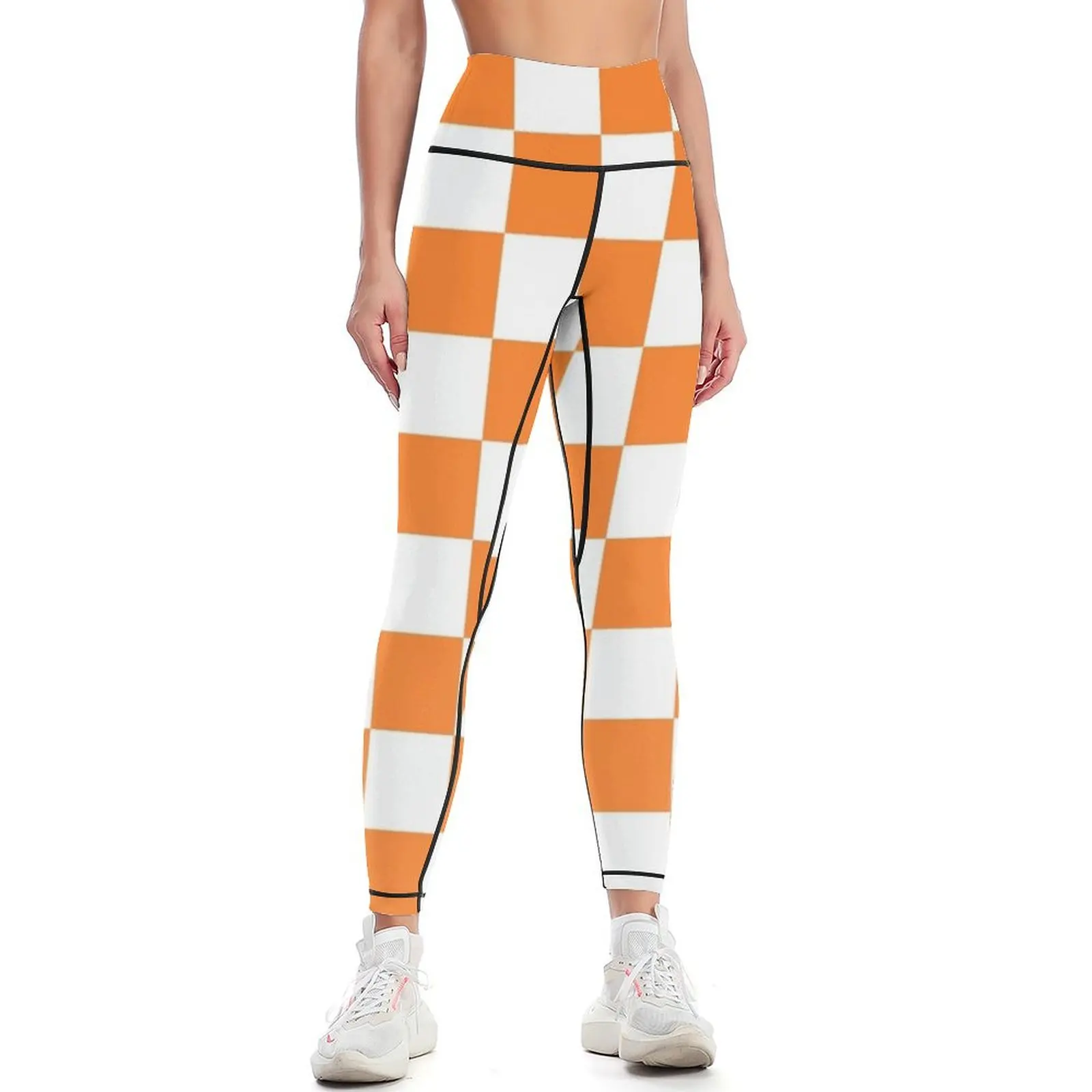 

Checkered Orange and White Leggings legging gym high waist Womens Leggings