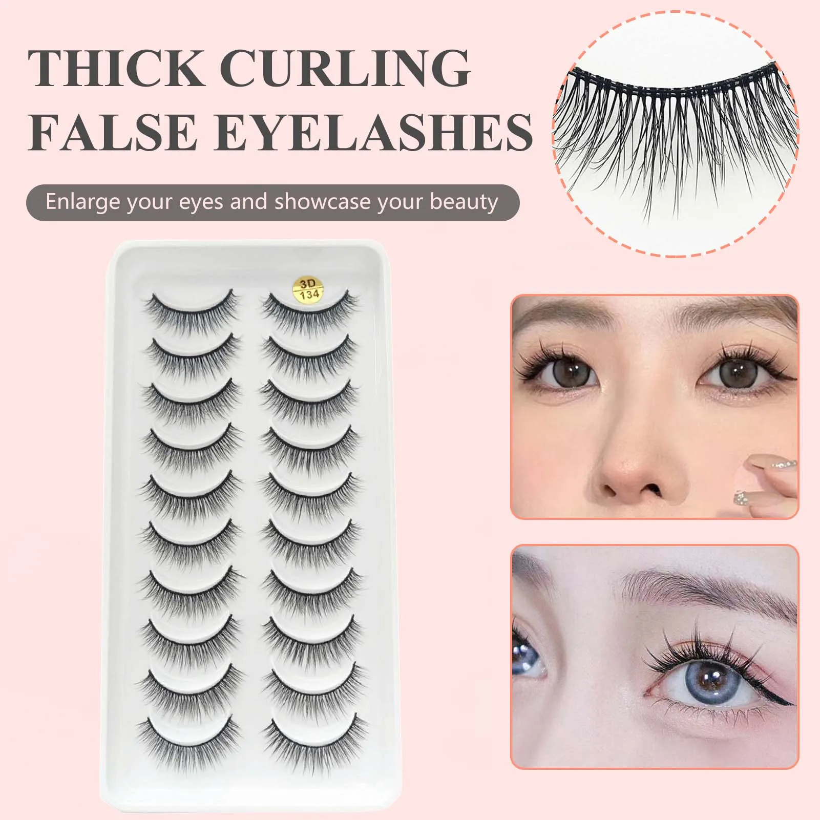 Flauschige Cluster-Falsche Wimpern, Vollstreifen, 10 Paar, natürliche Streifenwimpern, dramatisches russisches Volumen, lockige Wimpern, dickes Curling-Make-up