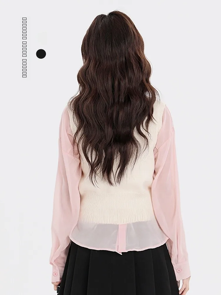 달콤한 프레피 스타일 니트 가디건 여성용 부드럽고 아늑한 봄 가을 신상 디자인 감성적인 스웨터 아우터웨어 탑