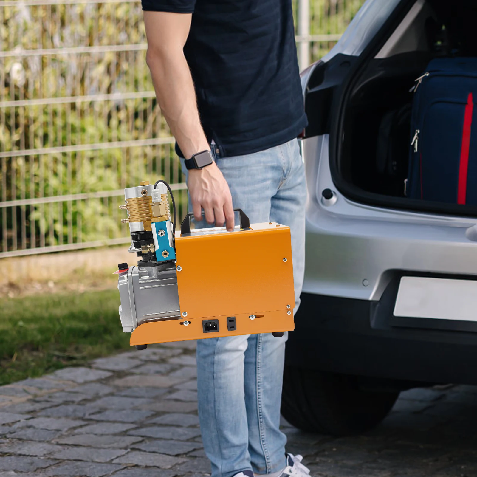 1800W 220V Tragbare Elektrische Hochdruck-Luftpumpe 0-30MPa, Wasser+Luft-Kühlung Asynchronmotor-Inflator mit Wasser-Öl-Abscheider für Garage und Werkstatt – Detail 22