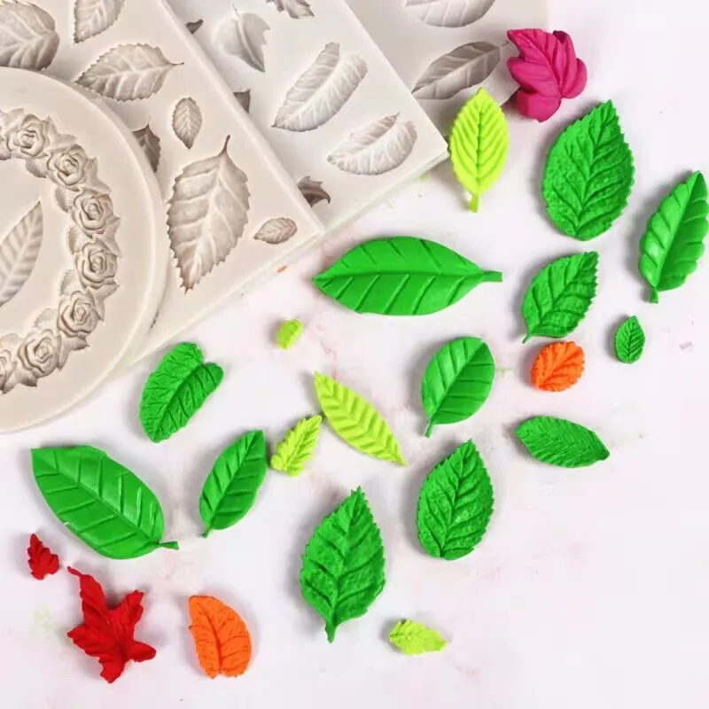 

Leaf flower cake decorative silicone mold, rose fondant cake handmade tool mold