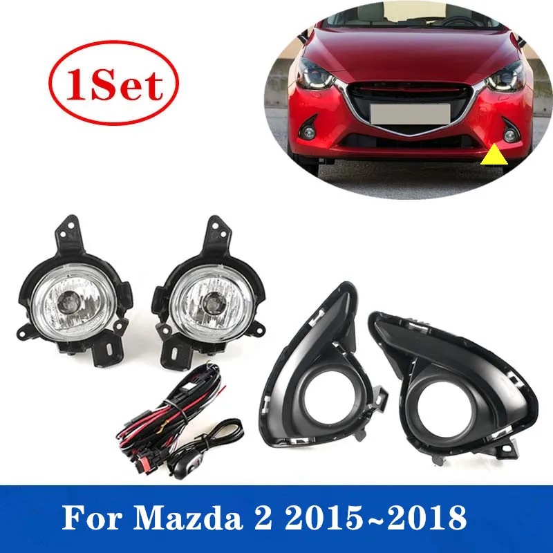 1Set Car Front Fog Lamp Assembly Upgrade Kit For Mazda 2 2015 2016 2017 2018 With Wire and Switch