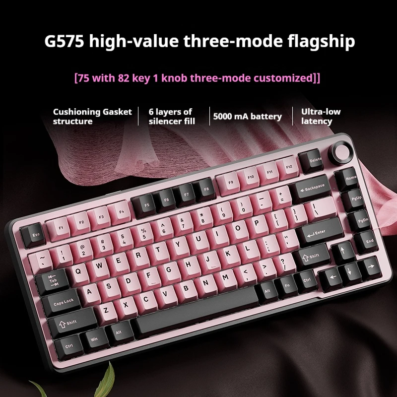 Eweadn Gs75 Customized Mechanical Keyboard Wireless Bluetooth The Tri Mode High Beauty Rgb Backlight Female Office Game E-Sports