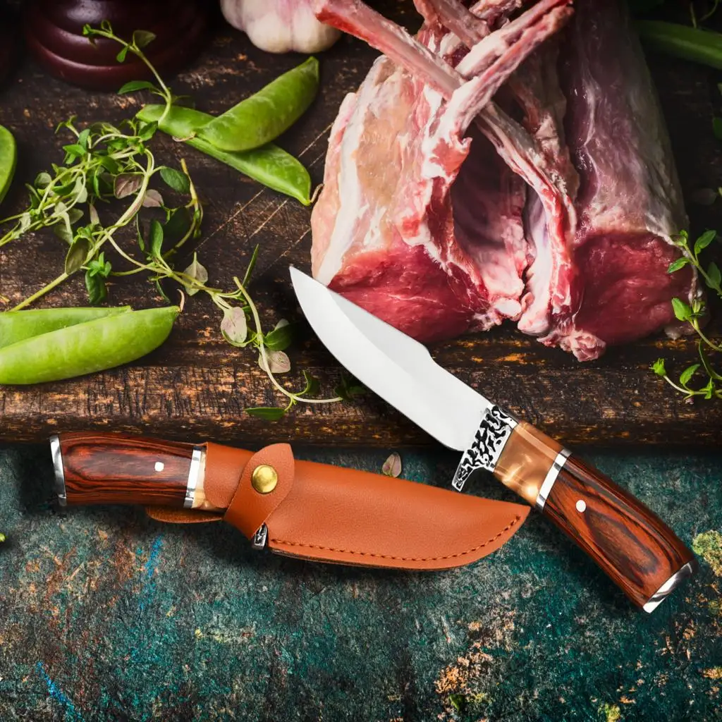 4" Meat Cleaver straight Knife High-end Boning Knife Cutting Meat Cutter Outdoor Knife tool knives High hardness Handmad view 2