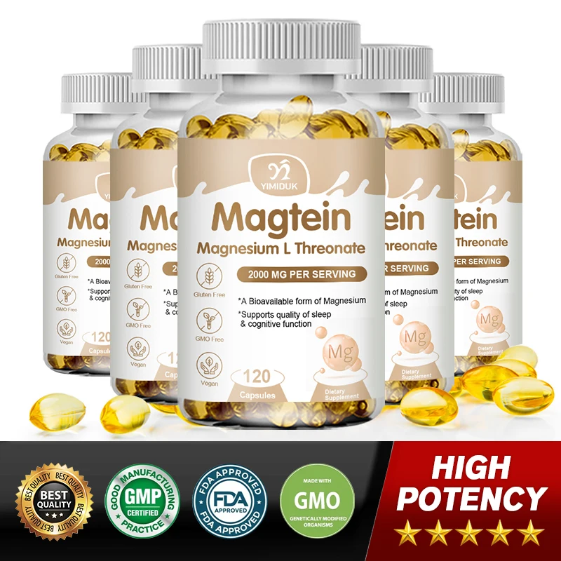 Magtein Magnesium L-Threonate Capsules, Highly Absorbed Magnesium&Enhances Memory, Promotes Brain Health, Improves Sleep Quality