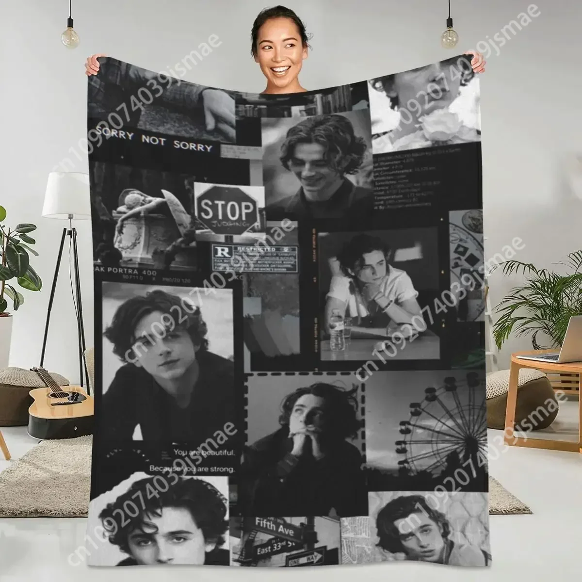 T-Timothee Chalamets Blanket Actor Photo Travel Office Flannel Throw Blanket Warm Soft Couch Bed Custom Bedspread Gift Custom