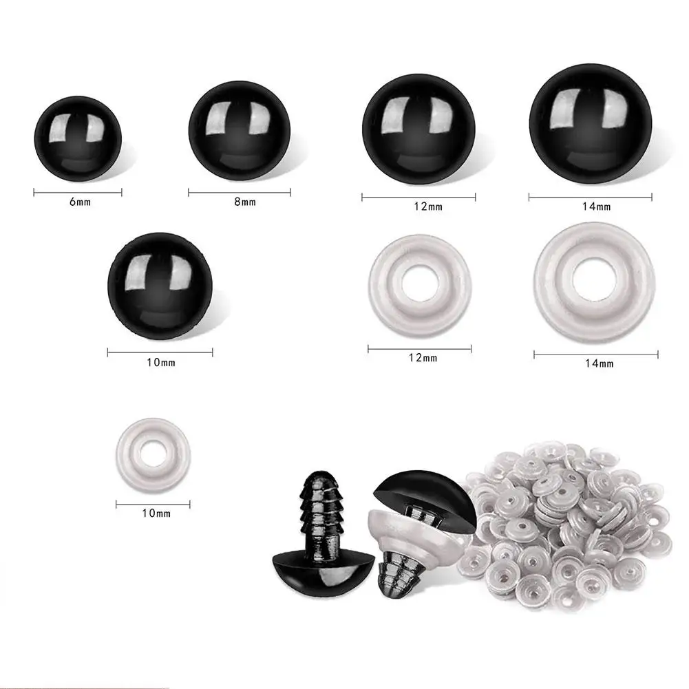 100pcs Eyeball Doll Accessories Black Plastic Plush Safety Eyes For Doll Craft DIY Making Tools Funny Toy 6mm 8mm 10mm 12mm 14mm