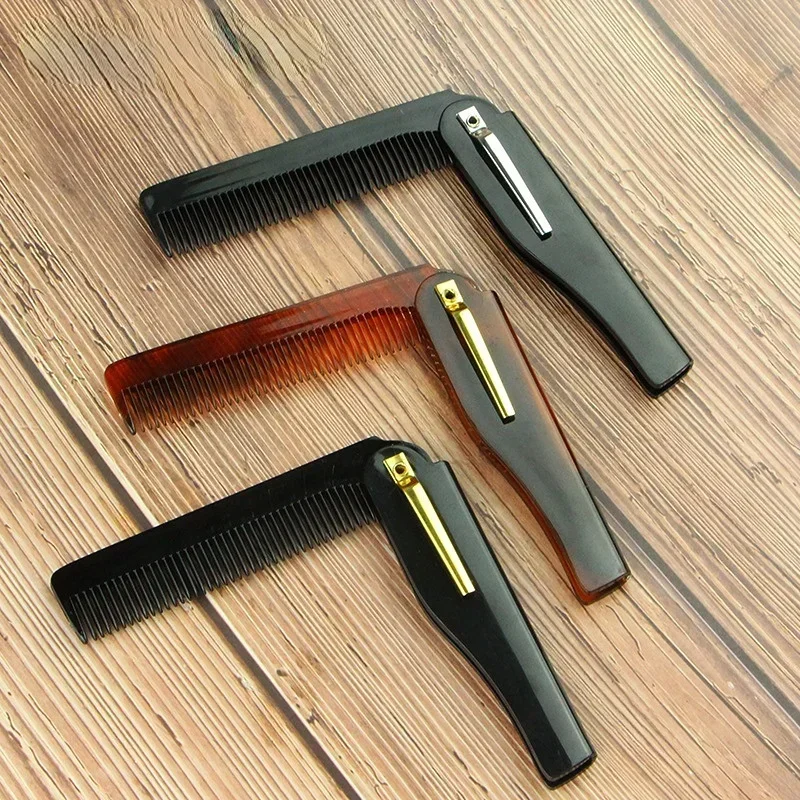 New Design Foldable Hair Comb Pocket Clip Moustache Beard Styling Tool Hairdressing for Men Women Combs