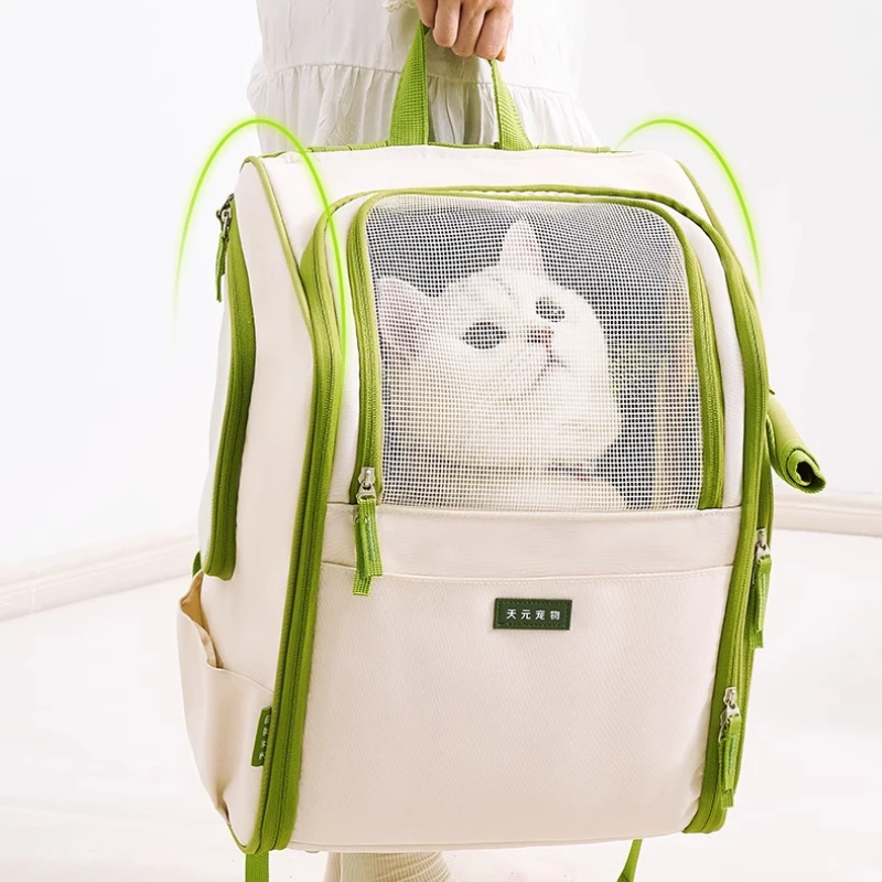 Good-looking Cat Bag Breathable Canvas Cat Backpack Scalable Outdoor Travel Transport Bag for Cats Puppy Carrying Pet Supplies