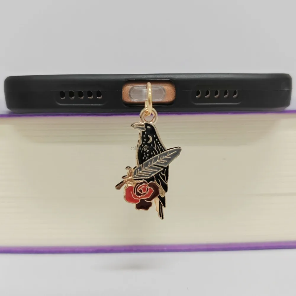Gothic Crow Halloween Dust Plug Charm Phone Charge Port Plug For iPhone Type C Dust Protection Stopper Pendant Friend Gift view 5
