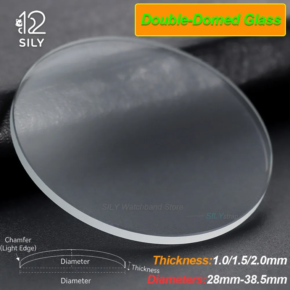 1/1.5/2.0mm 1piece Double-Domed Glass Watch Crystal Transparent Crystal Thick in Diameters 28-38mm 29mm 30mm 31mm 32mm 34mm 36mm