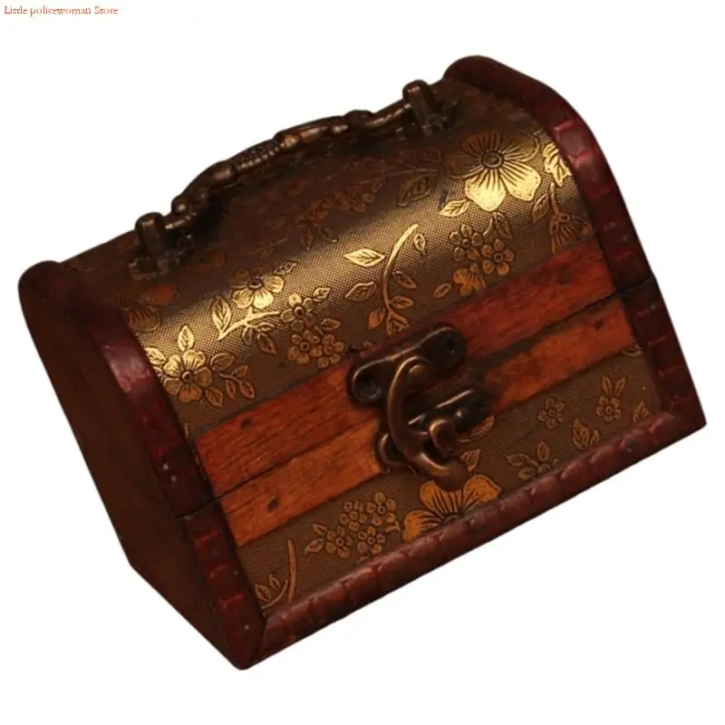 F92D علبة مجوهرات مقاومة للصدأ صندوق مجوهرات متعدد الوظائف مصنوع من الخشب والجلد مناسب للسفر وعرض المنزل #4