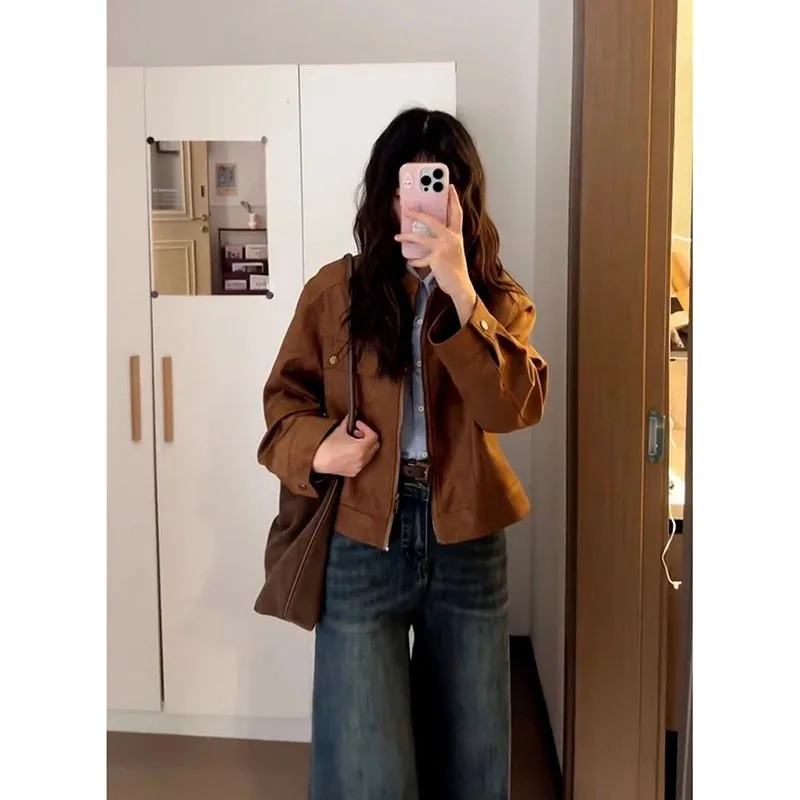 معطف نسائي جديد لربيع وخريف 2026 من ميلارد ريترو أنثى بسيطة بياقة صغيرة معطف نسائي جوكر سترة فضفاضة ملابس خارجية قصيرة غير رسمية #4