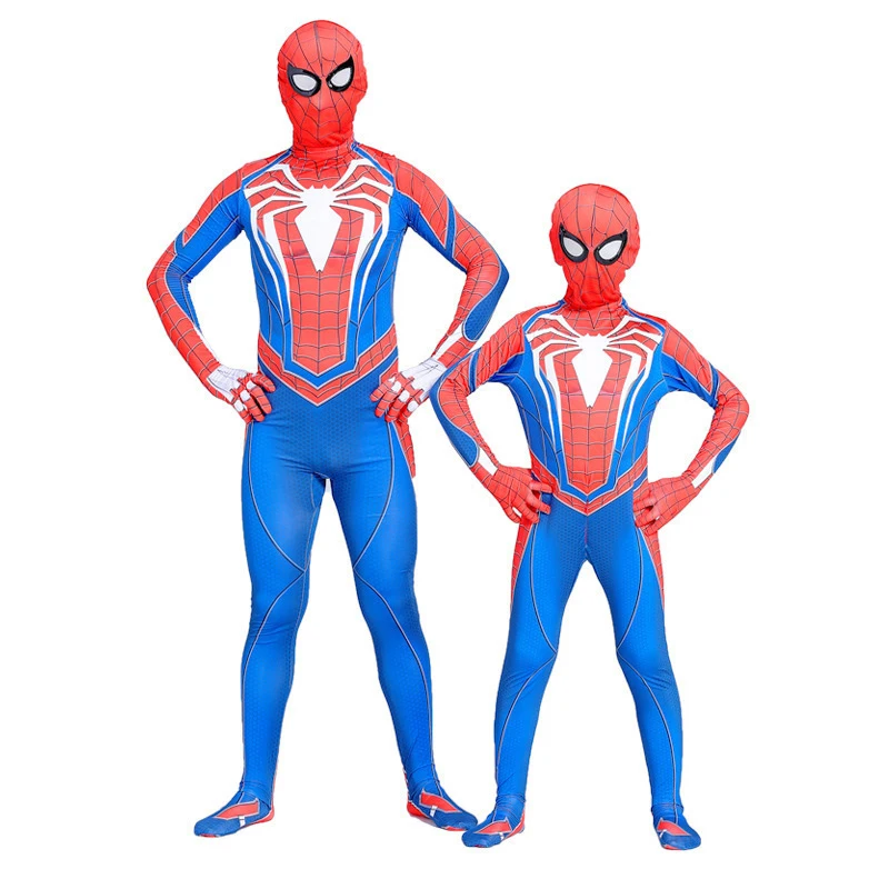 Disfraz de Spider-Man para Adultos, Traje de PS4 con Máscara, Mono de Superhéroe, Disfraz de Halloween, Carnaval, Juego de Roles, Uniforme
