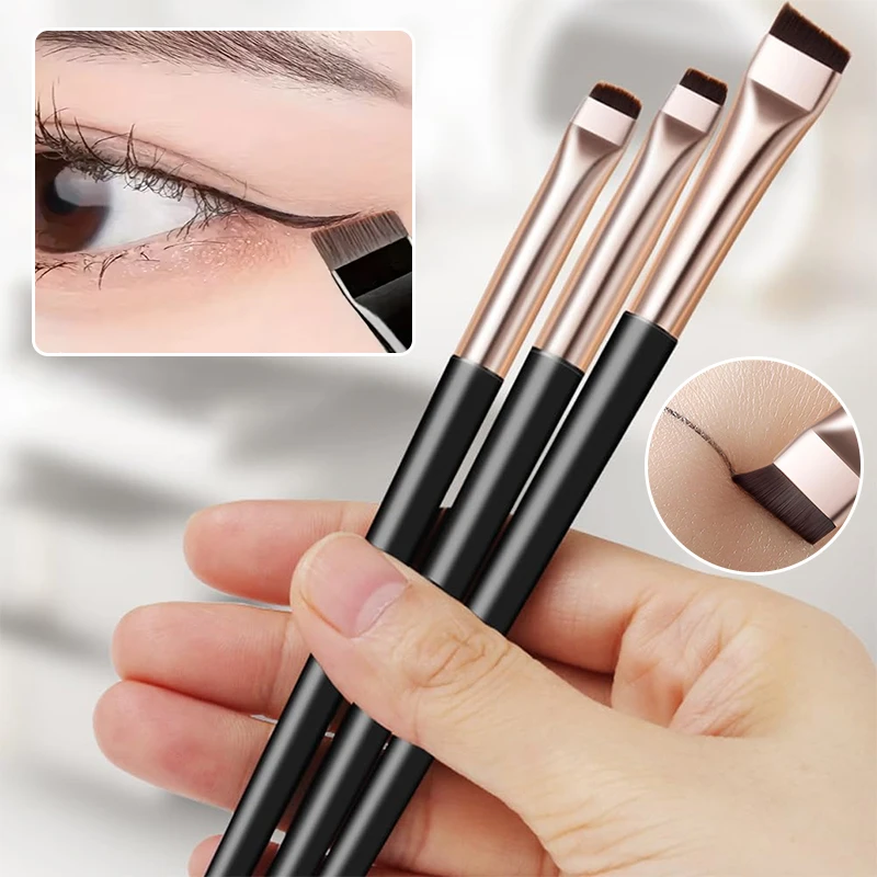 3pcs Makeup Brush Set,Blade Eyeliner Brush Fine Oblique Head Eyebrow Brush Outline Eyeliner Ultra-Thin Eye Shadow Brush Makeup