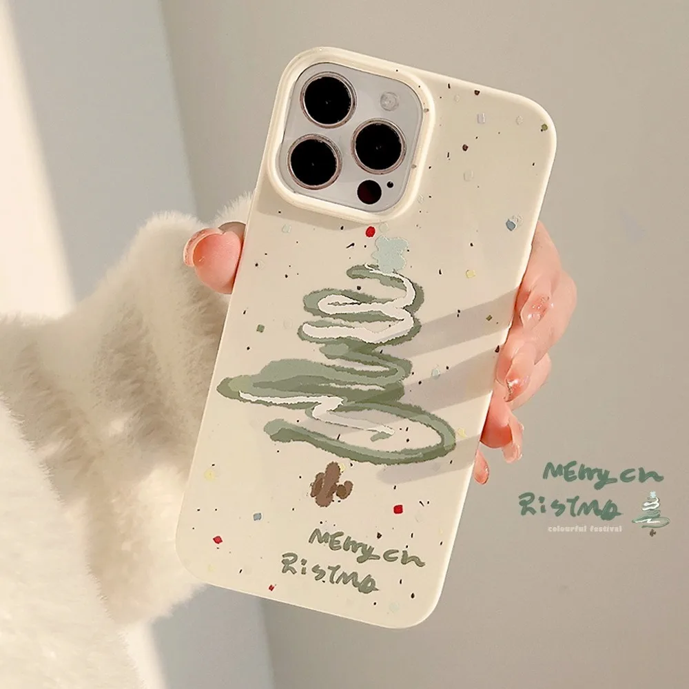 ins Christmas Tree Soft TPU Phone Case For iPhone 16 Pro 15 14 13 12 11 XS Max Shockproof Xmas Tree Protection Cover For iPhone