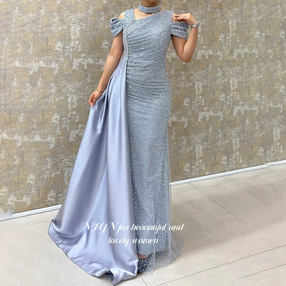 NFYN – robe de soirée sirène, épaules dénudées, robes de bal à paillettes, princesse, traîne latérale, personnalisée