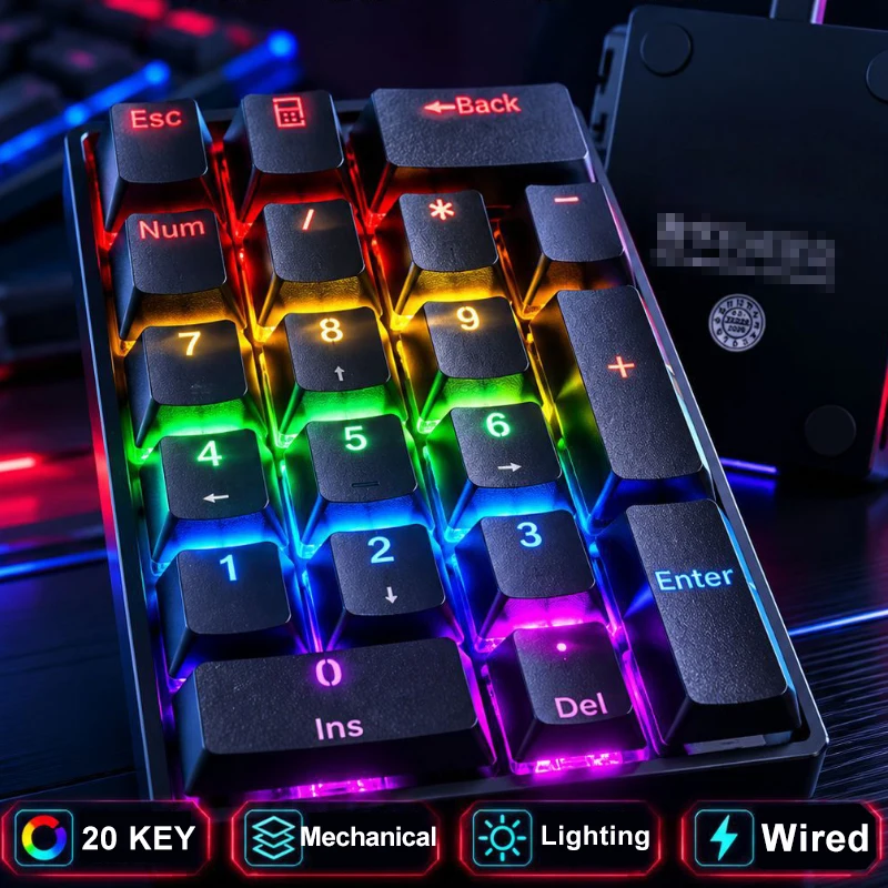 APAYADO 20-Key Wired Mechanical Keyboard,Hot-Swappable Blue/Red Switch,One-Click Calculator,Keyline Separation Design for Office