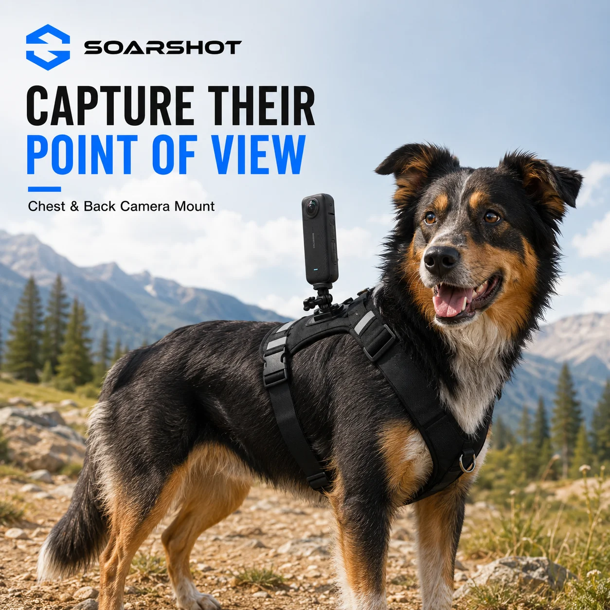 SOARSHOT Dog Action Camera Harness Chest Back Mount Adjustable Pet Vest for GoPro DJI Osmo Nano POV Video Recording