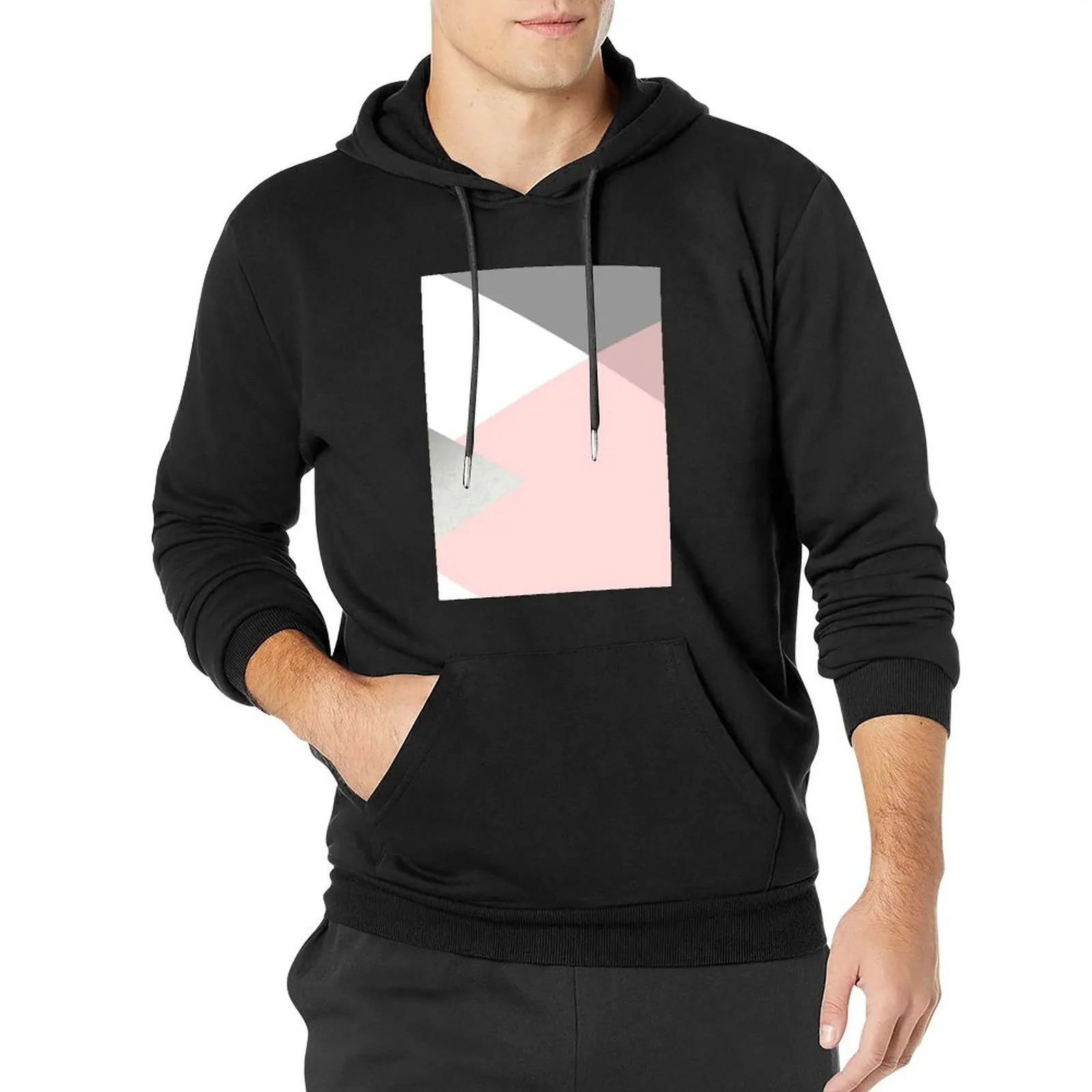 Geometrics - grey blush silver Pullover Hoodie autumn new products fashion men japanese hoodie