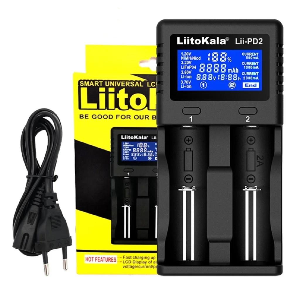 Ładowarka Liitokala Lii-PD2 Lii-PD4 18650, wielofunkcyjna ładowarka 3,7 V 26650 18350 16340 18500 14500 1,2 V NI-MH AA AAA LCD