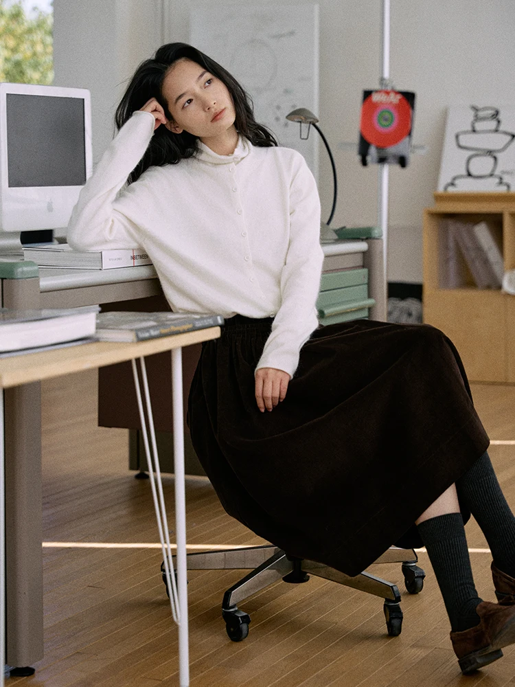 

Jicouture Women's Long Sve Knitted Cardigan Loose Fit Rabbit Velvet Wool Casual Sle Autumn Winter Open Front Top