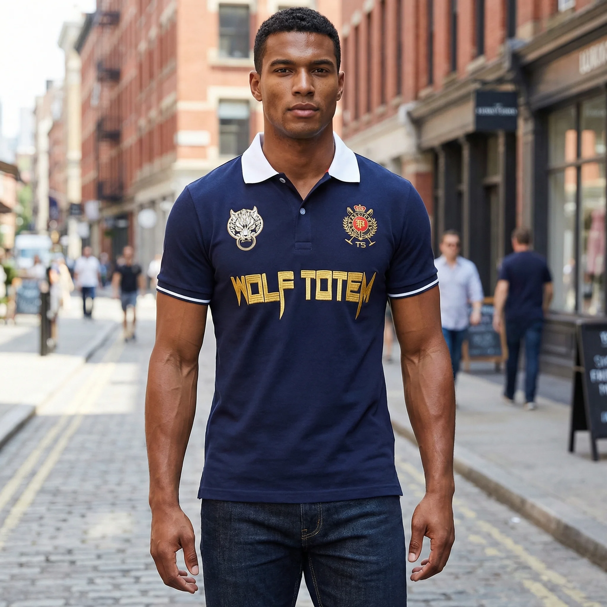 Polo Shirts for Men Wolf Totem Man Clothes Short Sleeve Collared T-Shirt (Available in Big &
