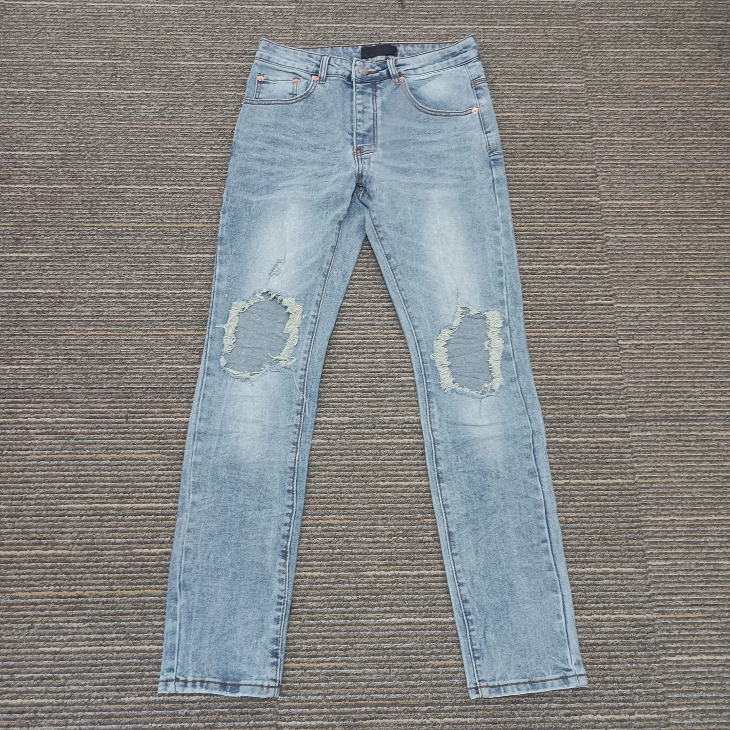

American high quality jeans menhigh street with holes dirty washed and splashed straight Stylish and slim wash old pants