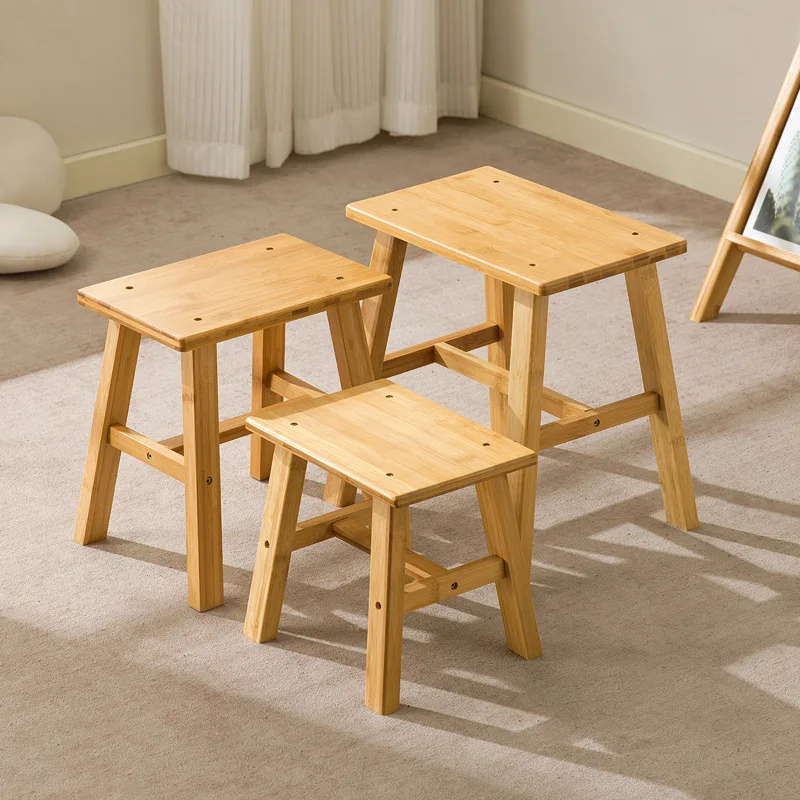 For Nanzhu Bamboo Small Stool Simple Square Stool Leisure Bench Baby Children's Shoe Change Stool Foot Padded Short