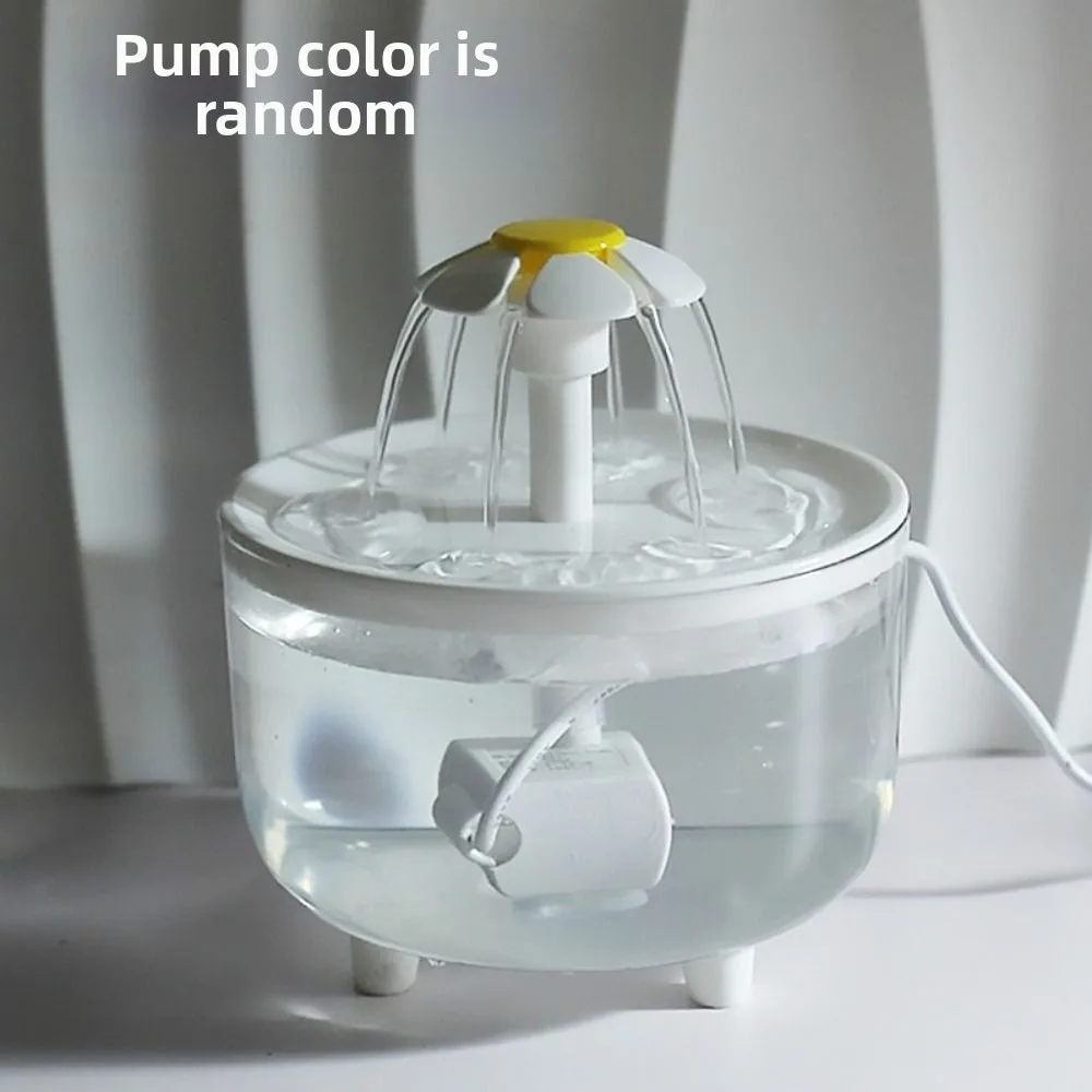 

Electric Automatic Cat Water Fountain Transparent Large Capacity Cat Water Dispenser Flower Nozzle Mute Operation