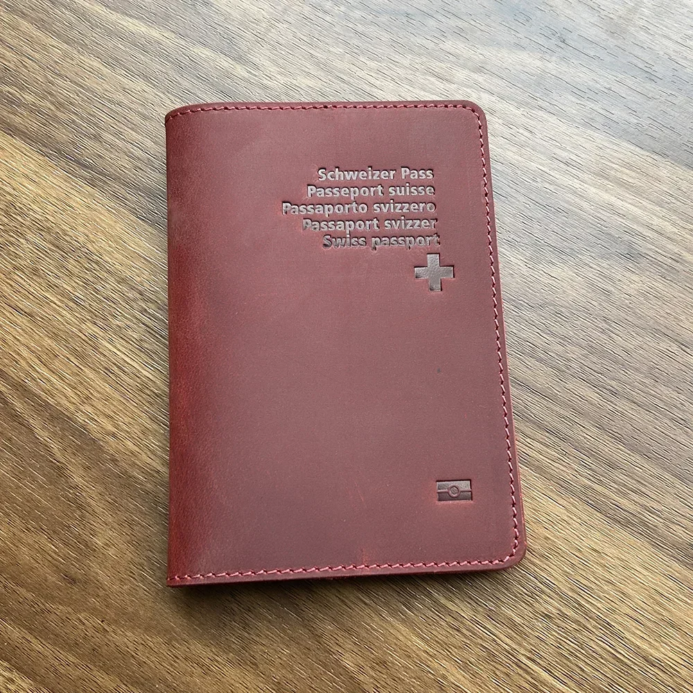 Leather Swiss Passport Cover Genuine Leather Switzerland Travel Passport Holder Full Grain Leather Passport