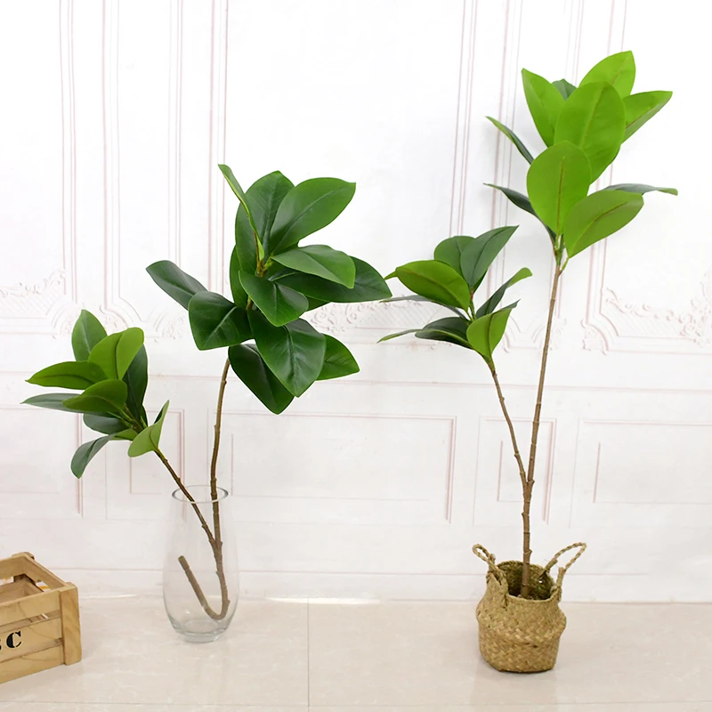 1pc 108cm Large Artificial Tropical Plant Fake Banyan Tree Branch Cloth Magnolia Tree Leaves for Home Garden Pffice Decoration