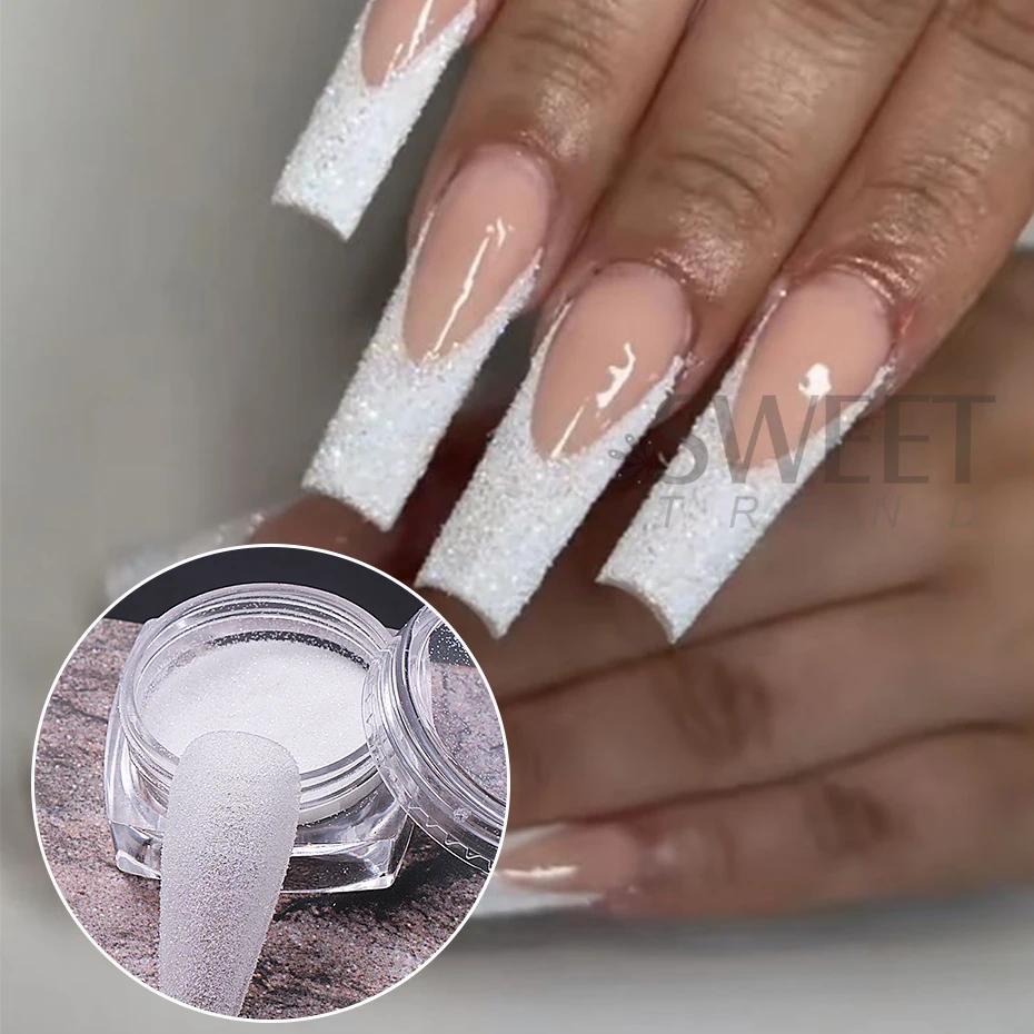 8 colores negro blanco brillo de uñas polvo de inmersión pigmento brillante polvo láser azúcar arte de uñas lentejuelas brillos decoraciones de manicura