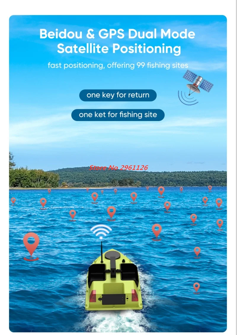 

99 Point GPS Bait Boat 3 Hoppers 600M GPS Auto Feed Return Fishing Bait Boat 7Color Night Light RC Fishing Finder Boat GPS Bait