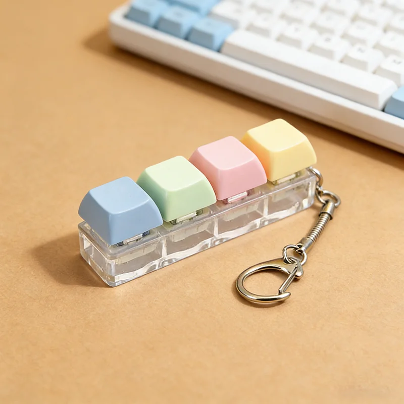 Clavier Porte-Clés 4 Touches Avec Lumière LED - Jouet De Décompression Mécanique Anti-Stress Clavier Clickeez Jouet Clavier Porte-Clés 4 Touches Avec Lumière LED - Jouet De Décompression Mécanique Anti-Stress Clavier Clickeez Jouet